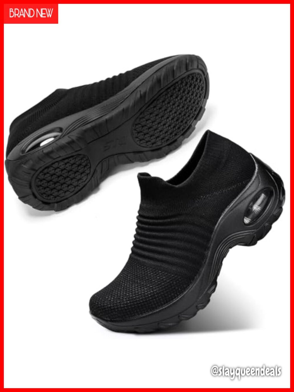 STQ Women's Slip On Walking Sneakers Breathable Knit Comfort Nursing Work